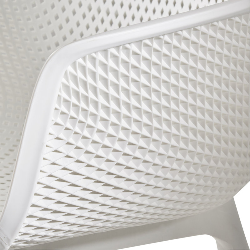 Lotus Chair Outdoor Dining Chairs - White Polypropylene, Weather-, Stable Construction & Fashionable Diamond Pattern Weather , Frame Style