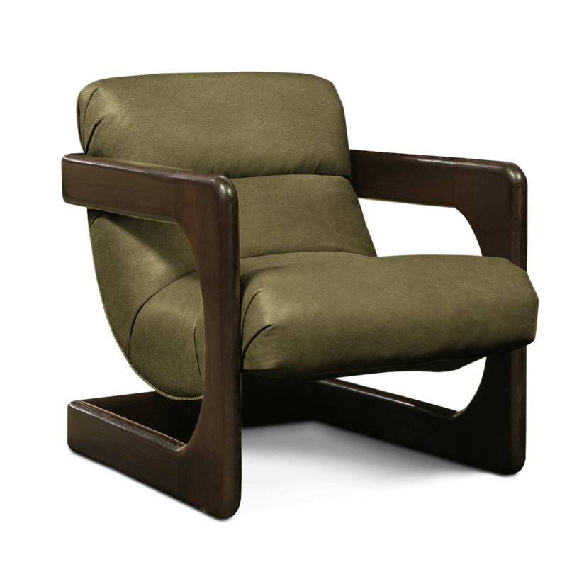 Fauteuil en cuir véritable 29 po de large Jessie, Cuir véritable cendré Verdecca, Espresso