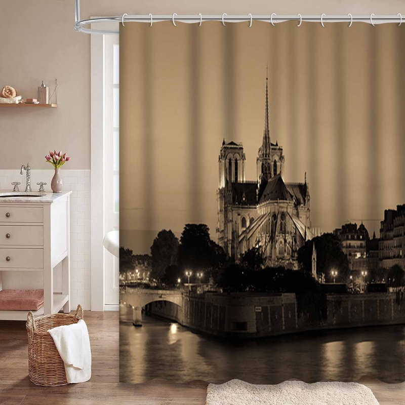 Rideau de douche avec 12 crochets Paris Dusk River, L 72 po x l 84 po