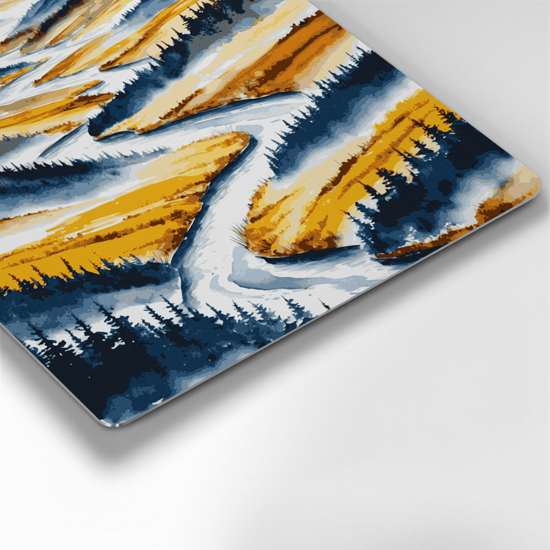 Aquarelle paysage 62, art mural en métal beige, H 12 po x l 12 po