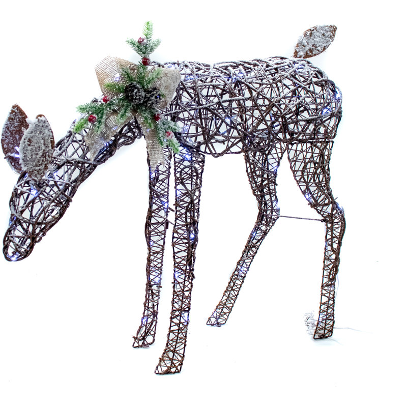 Frosted Feeding Doe Lighted Display