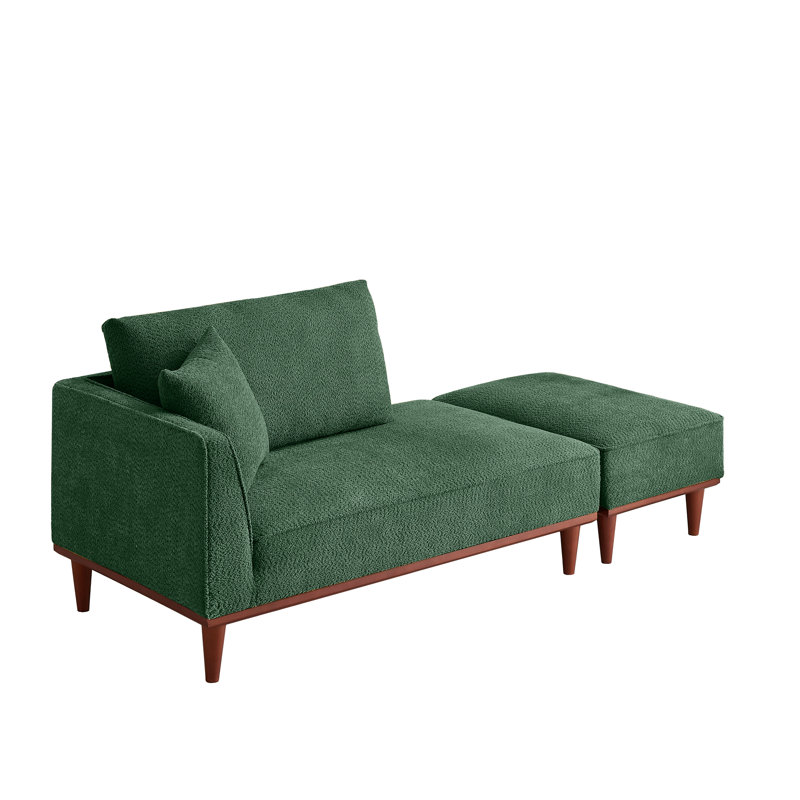 Chaise longue et tabouret rembourrés Finken, Vert