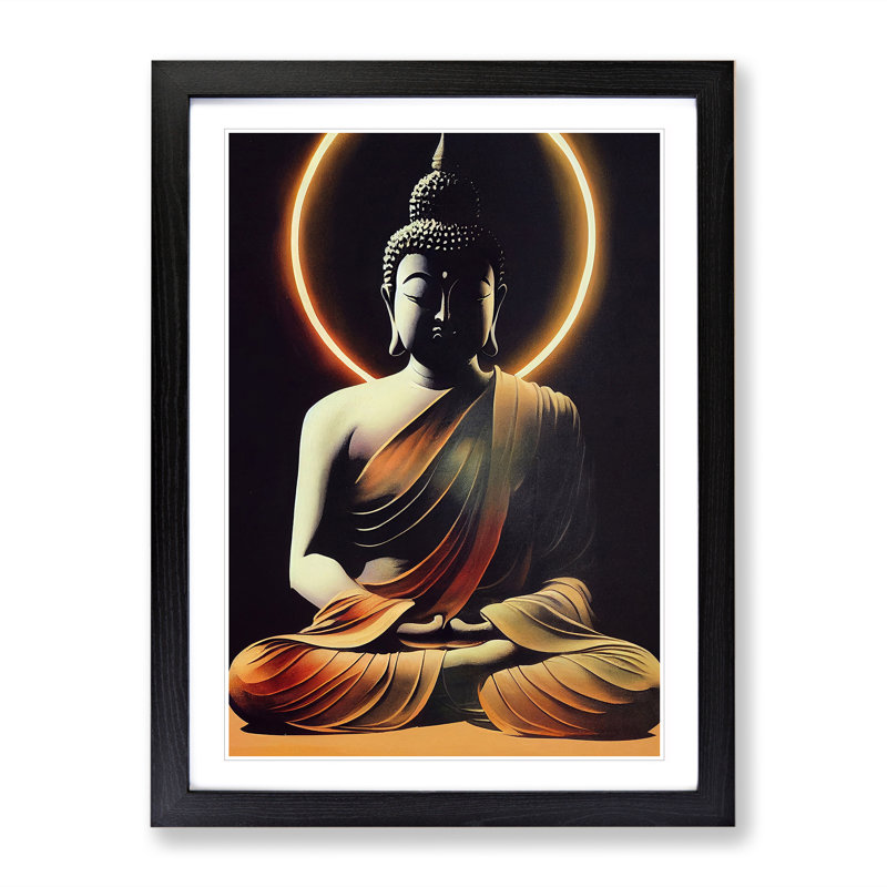 Thrilling Buddha - Single Picture Frame Print, 64cm H x 46cm W x 2cm D, Black