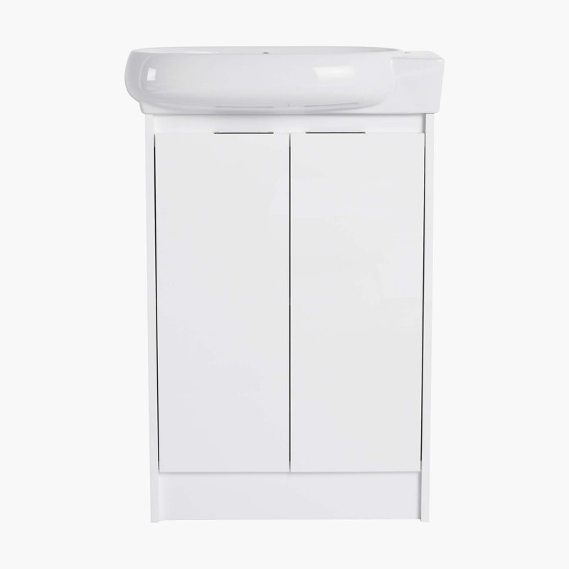 Meuble-lavabo autoportant de 23 po avec lavabo et portes à fermeture en douceur, Blanc lustré