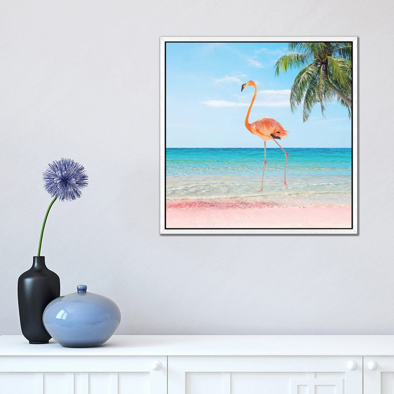 Beach Strut - Print on Canvas, 45.72 cm H x 45.72 cm W, White Framed
