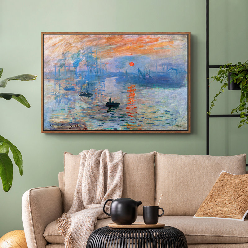 Paysage rétro - III, Toile encadrée noyer flottant, H 27 po x l 41 po x P 2 po