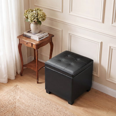 15.3" Square Storage Ottoman for Living Room