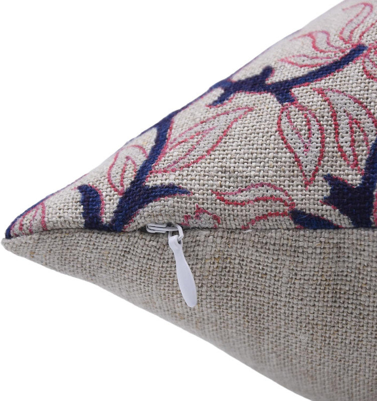 Housse de coussin intérieur / extérieur Floral Linen, Rouge / bleu marine / gris floral 1, 14" x 20"