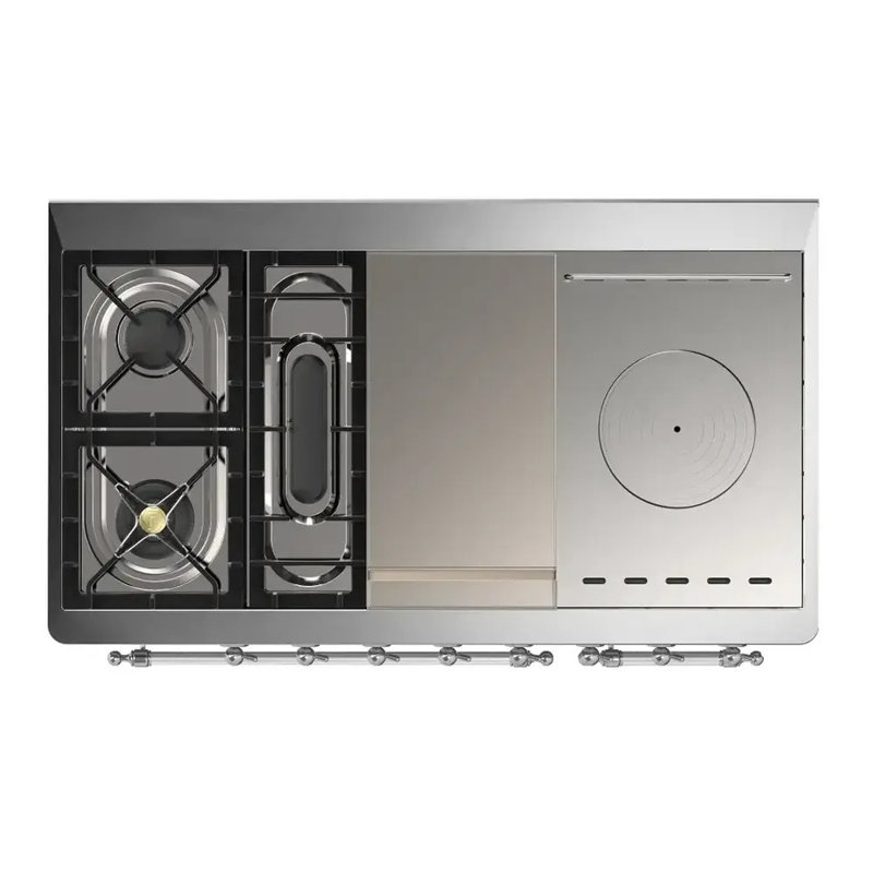 Majestic III Series 48 Inch Dual Fuel Range with 5 Sealed Burners, Griddle, Frenchtop in RAL (Natural Gas, Chrome Trim)