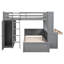 Lit mezzanine gris avec lit simple et peu encombrant. Rendez votre chambre à coucher plus pratique Lit double, tablettes, bureau et garde-robe - pour une utilisation polyvalente-112982529-112982535