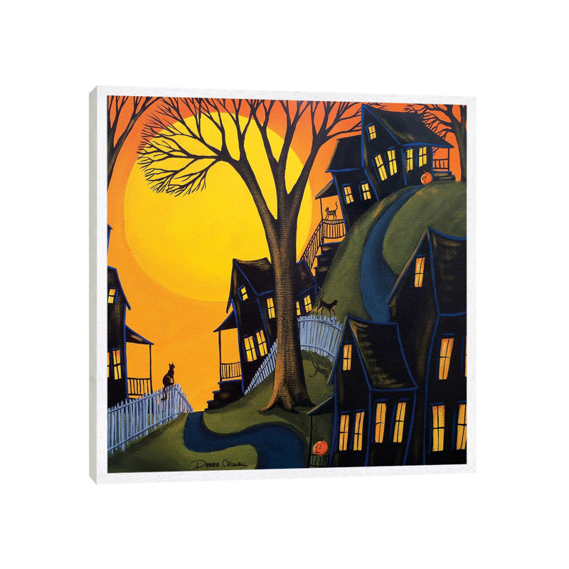 Black Cats Prowl by Debbie Criswell - Painting on Canvas, 93.98 cm H x 93.98 cm W, White Framed