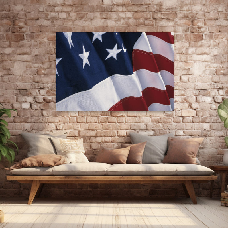 Drapeau américain, paysage contemporain abstrait, art naturel, H 40 po x l 60 po