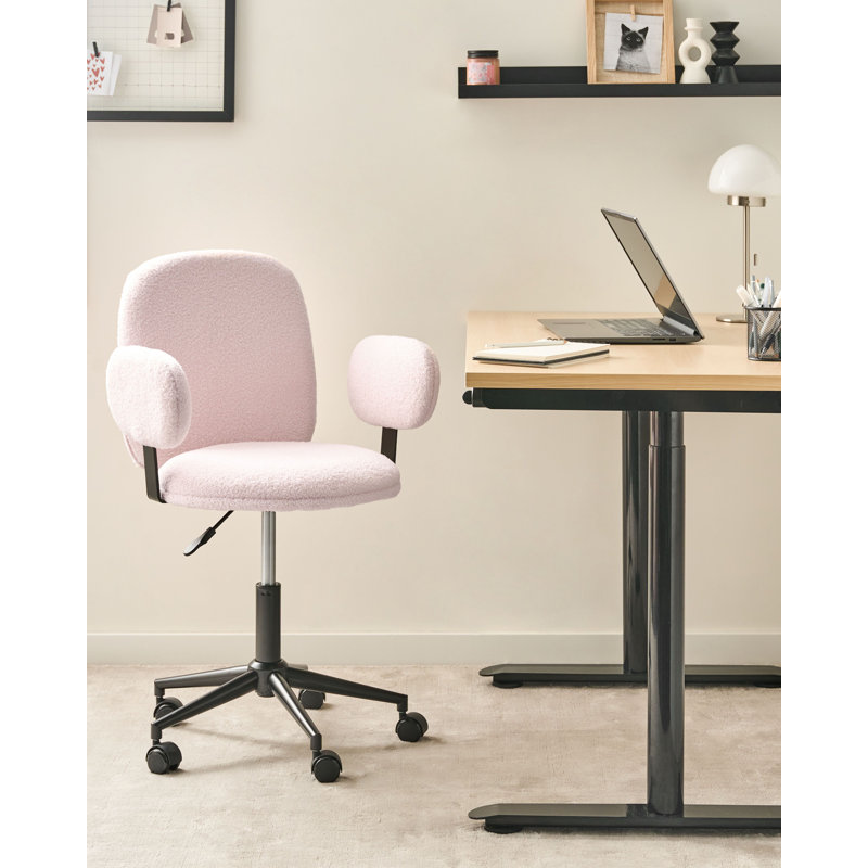 Office Chair, Pastel Pink, Boucle
