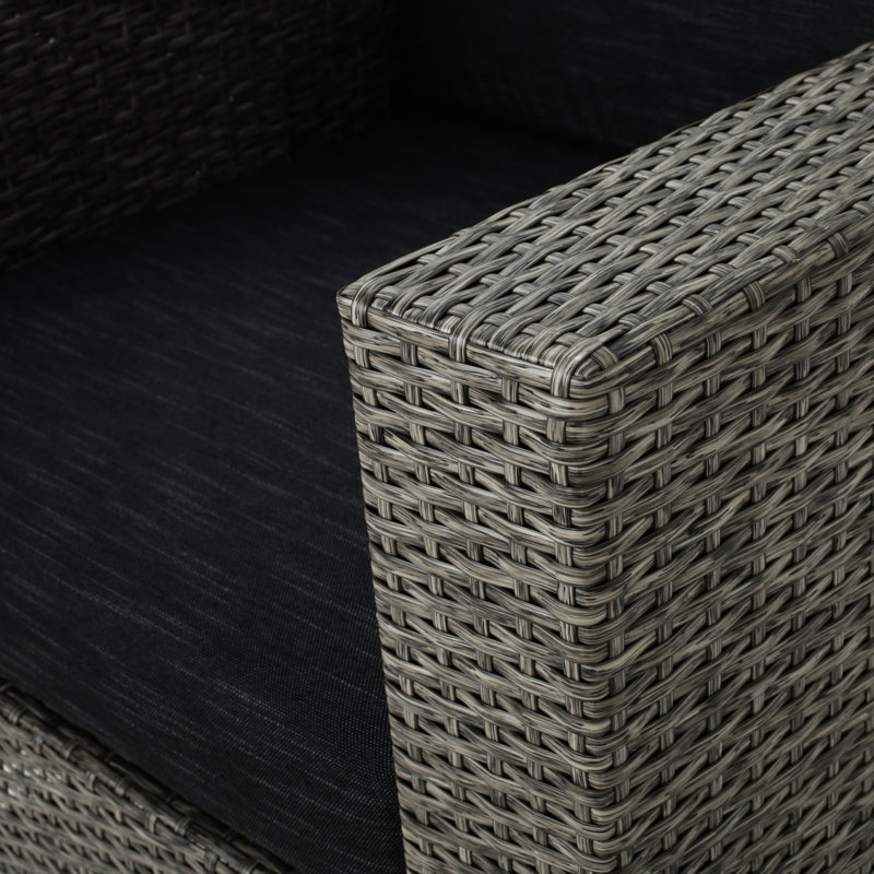 Chaise de patio pivotante avec housse, fer, revêtement à assemblage rapide, Coussin noir / structure grise