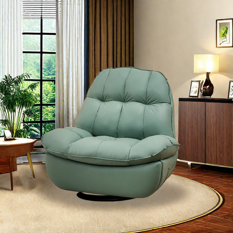 Stain-Resistant Recliner With Wide Footrest Swivel Recliner, Green