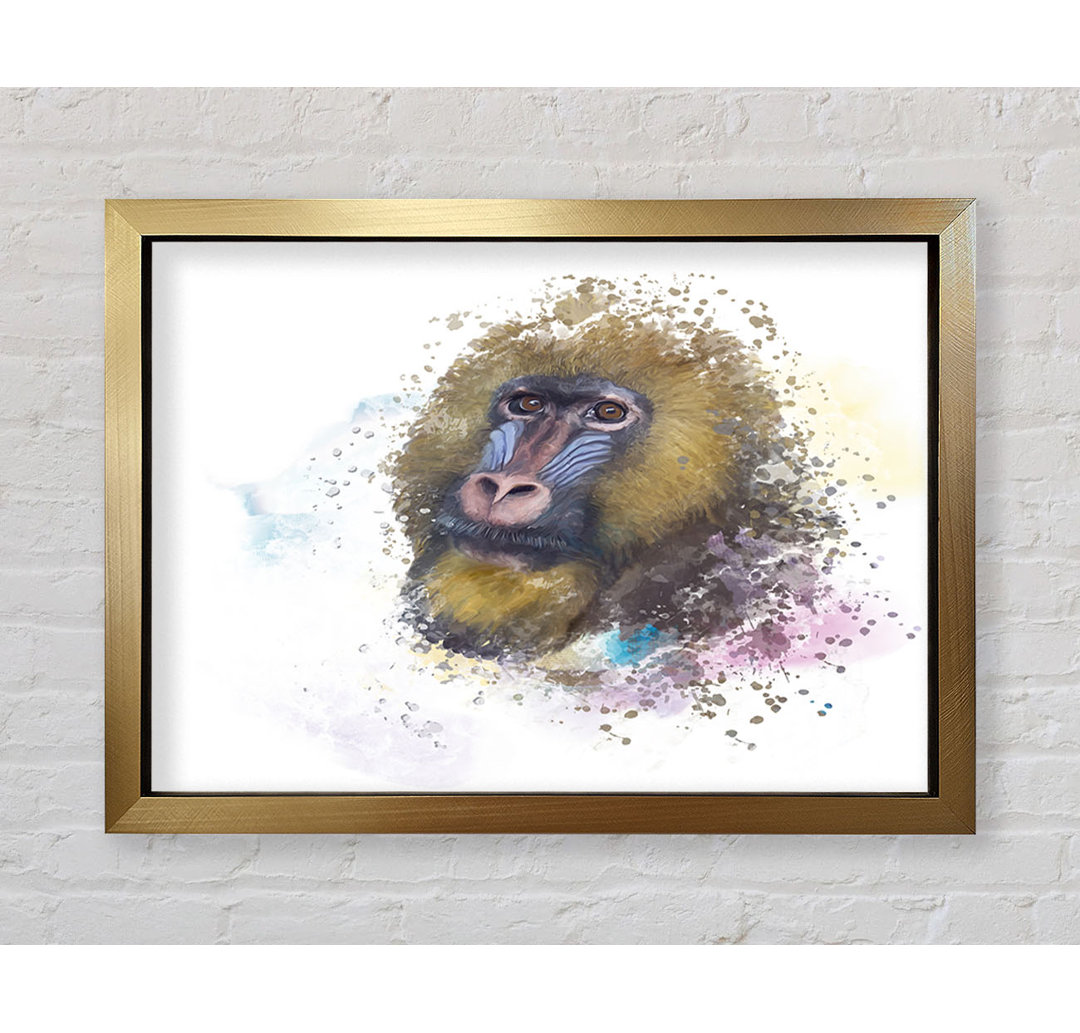 Mandrill Watercolour Splash - Einzelner Bilderrahmen Kunstdrucke