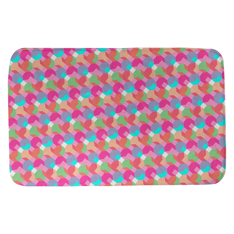 Tapis de bain octogons Avicia, l 21 po x L 34 po, Rose