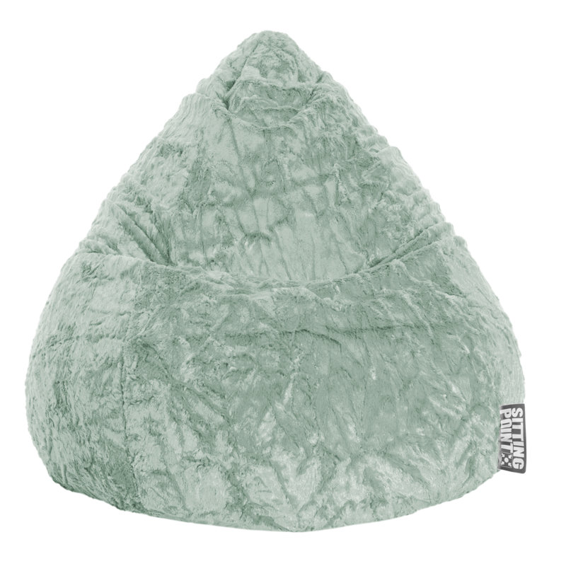 Fluffy Bean Bag Chair & Lounger, Sage 100% Polyester