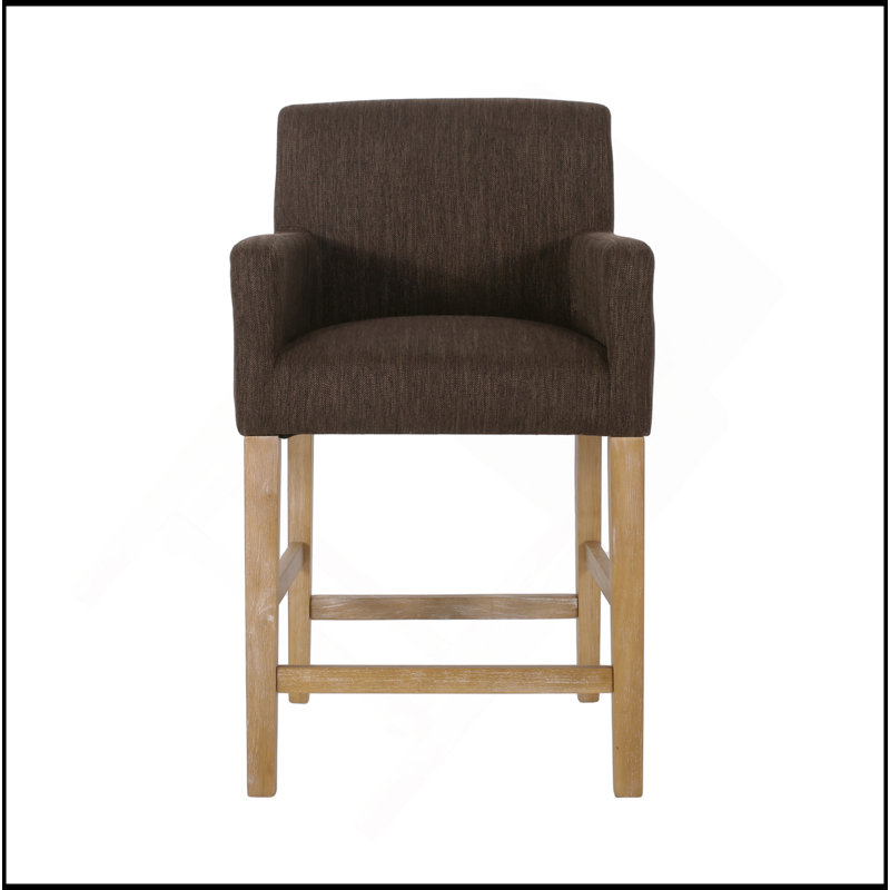 Tabouret de comptoir rembourré 26 pouces - vieilli , Brun, Naturel