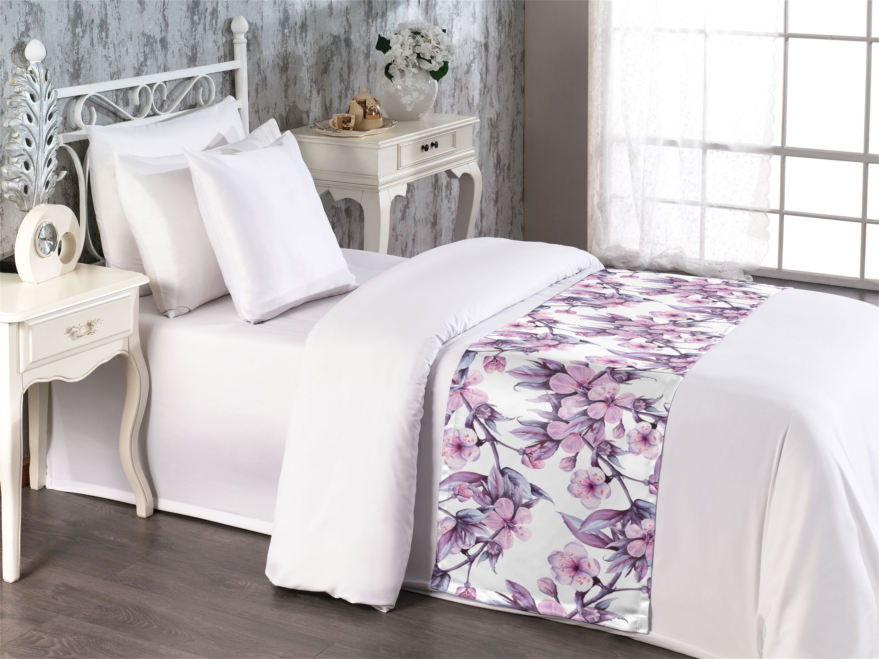 Purple Colorful Small Patterns Bed Runner Bedding Scarf Bedding Decor 20x95 Inch