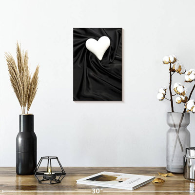 Hardie White Heart On Black Satin