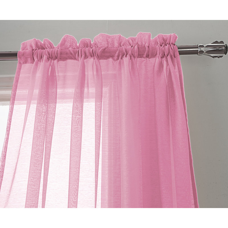Panneau de rideau transparent simple de couleur unie avec passe-tringle Landose, Vieux rose, l 55 po x L 90 po