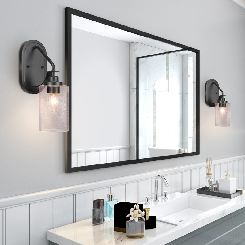 Applique murale Alirra avec verre de 4 po, Grainé, Noir mat