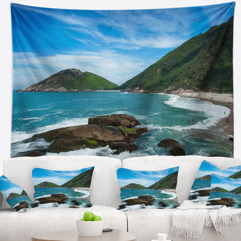 Photographie de bord de mer Tapisserie de plage de Praia do Meio, H 32 po x l 39 po