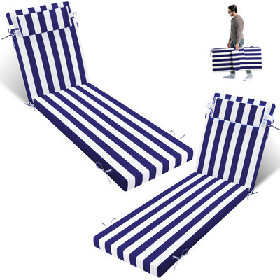Coussin de chaise longue d'extérieur toutes saisons - mousse à mémoire de forme résistante aux rayons UV et à l'eau, appui-tête réglable, convient aux chaises de patio de 70 à 72 po, pour une utilisation intérieure / extérieure