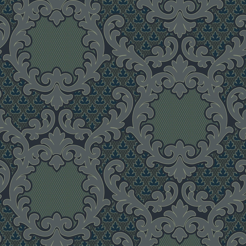 Shadow Leaf Damask - Wallpaper, Red Night, Peel & Stick