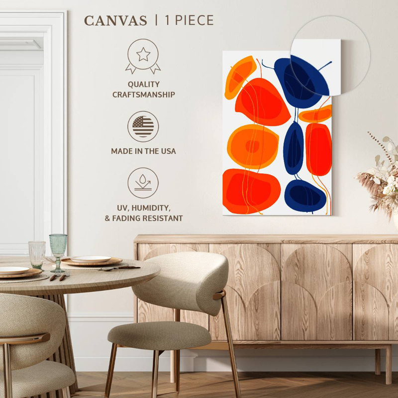 Avery Orange Blue Shapes Abstract, 24" H x 16" W