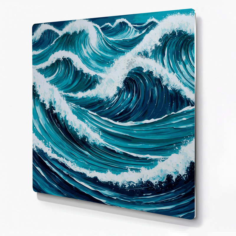 Hawaiian Wave Curls, art mural en métal vert, H 32 po x l 32 po