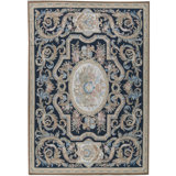Hand-Knotted High-Quality Black and Beige Area Rug