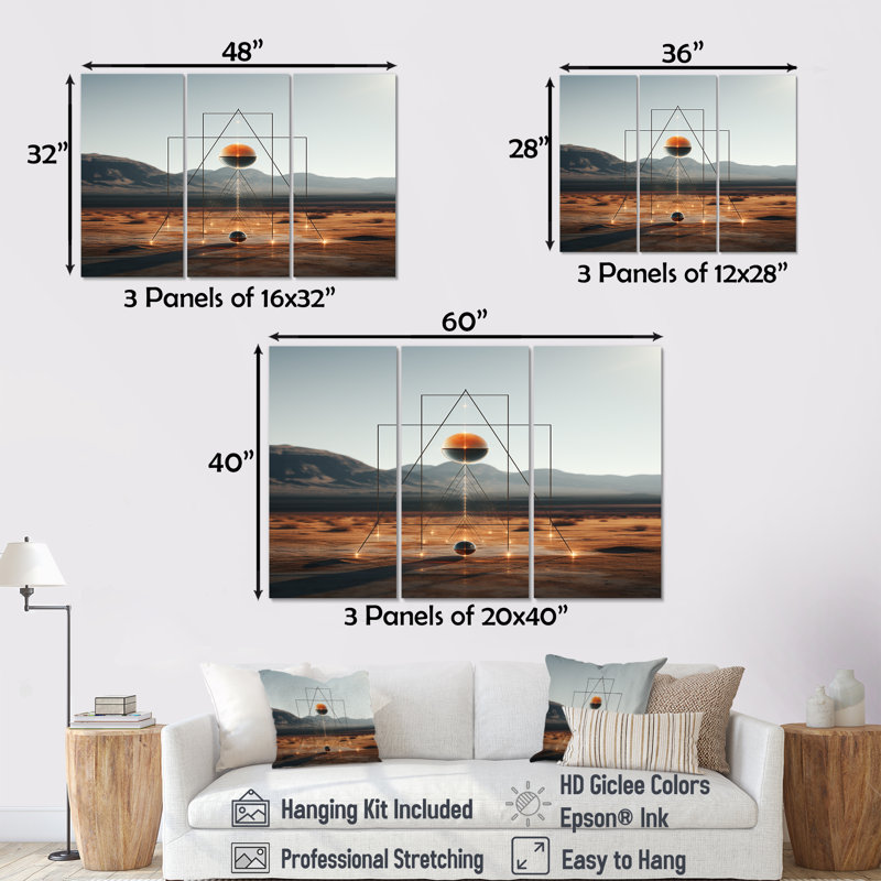 Crites - ensemble abstrait d'art mural paysage, Toile tendue, H 28 po x l 36 po x P 1 po