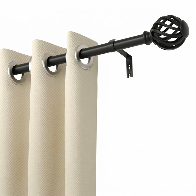 Natural Iron 95cm to 249cm 1.6cm Single Curtain Pole