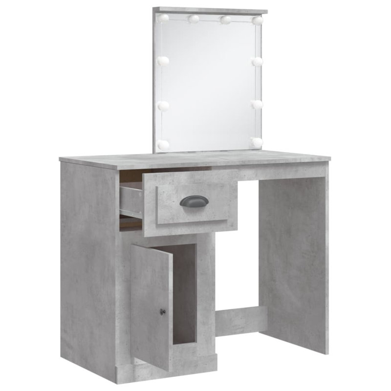 Dressing Table with Mirror, Concrete Grey