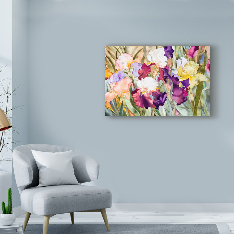 « iris jardin 1 », reproduction de peinture à l’acrylique sur toile tendue, H 22 po x l 32 po x P 2 po