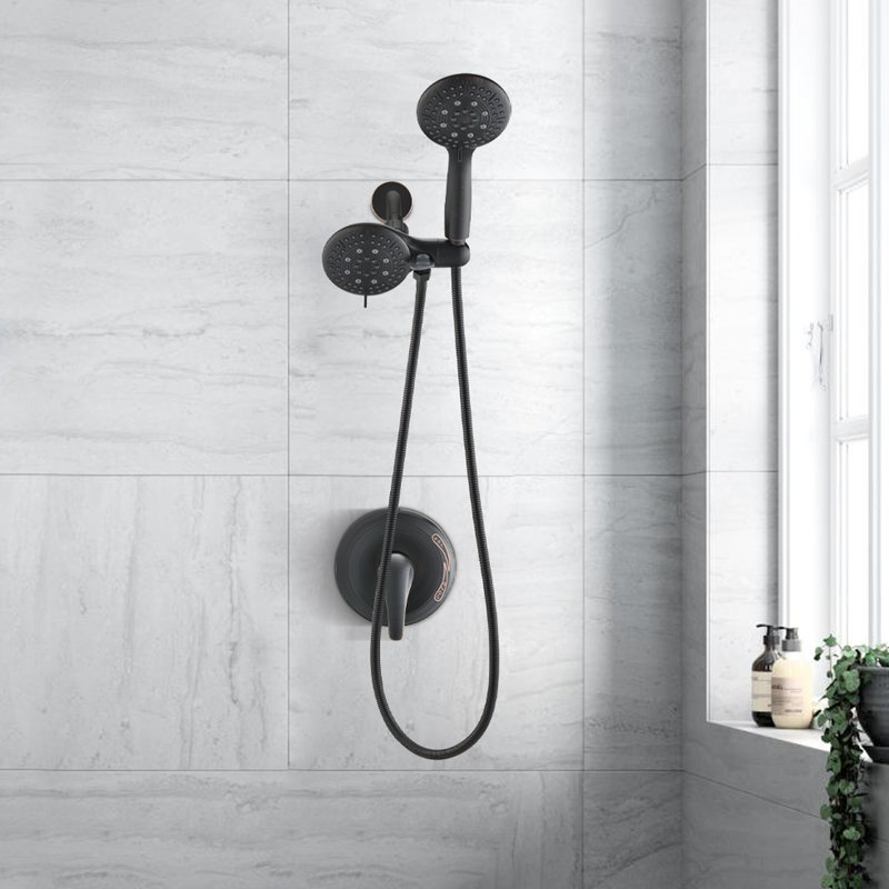 Pomme de douche murale avec douchette - 6 fonctions de jet de pluie et de brouillard puissant inclus