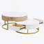 Tables basses gigognes modernes à plateau relevable avec 2 tiroirs blanc et naturel-617466023