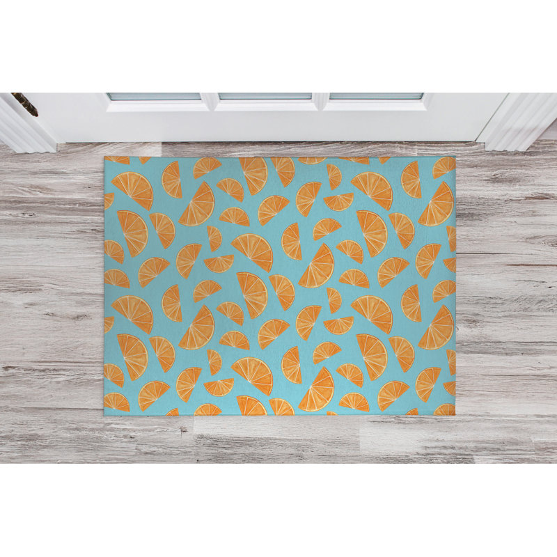 Oranges d'été, L 48 po x L 72 po, Turquoise