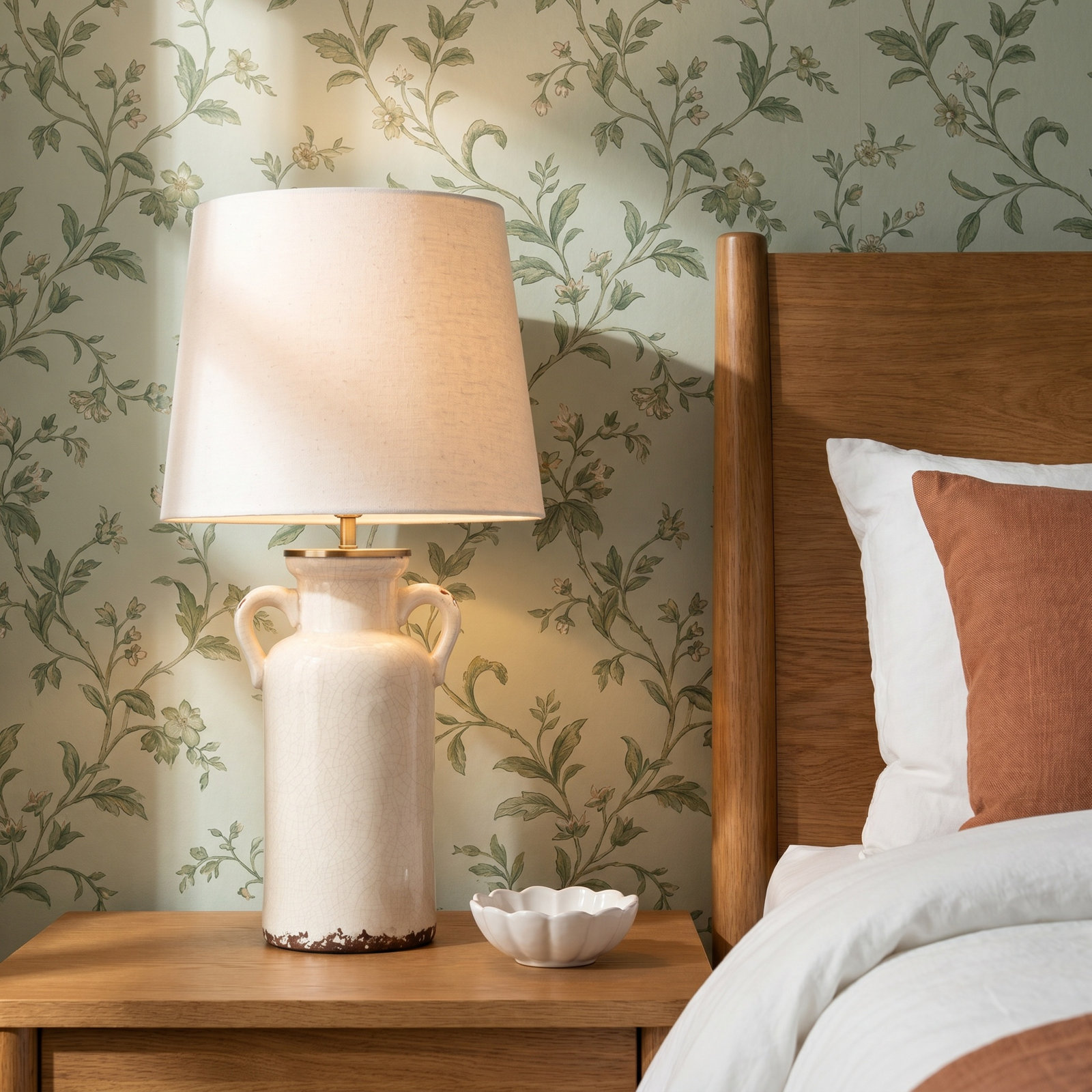 Mamerie Ceramic Table Lamp, Beige