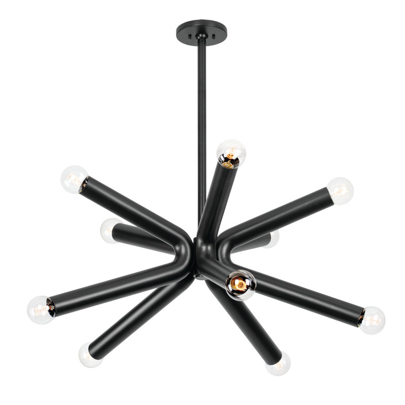 10 - Light Steel Dimmable Chandelier, Soft Black