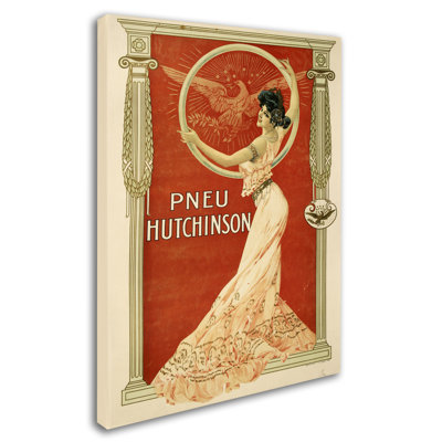 « pneu hutchinson », affiche rétro sur toile tendue pomme