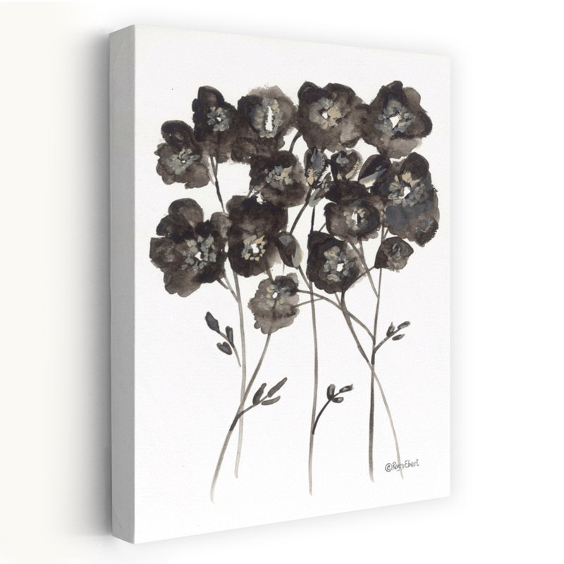 Art contemporain de coquelicots foncés I, H 36 po x l 24 po
