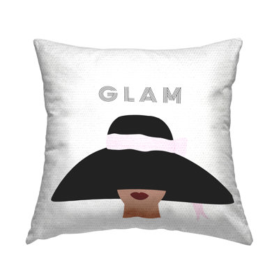 Stupell Industries Glam Text Fashionista Female Bold Sun Hat Outdoor Printed Pillow by Ashley Singleton