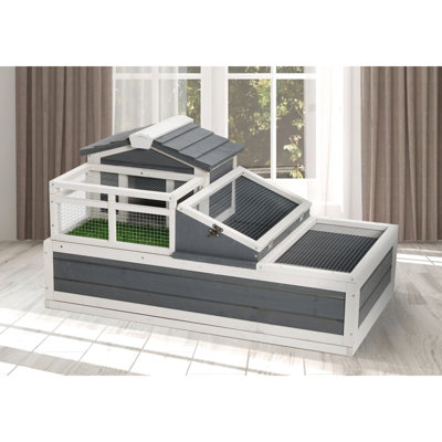 Cage à tortue en bois classique, 2 étages et plateau de toit ouvert pour petit animal de compagnie, enclos de 2 étages avec
