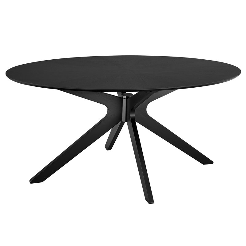 Crossroads Oval Wood Dining Table In Black, 29" H x 43.50" L x 63" W