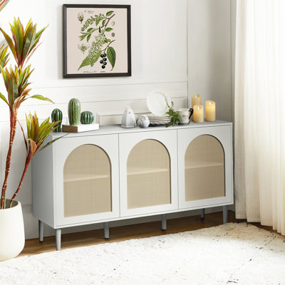 Buffet avec portes réglables en rotin l 56 po Castyn