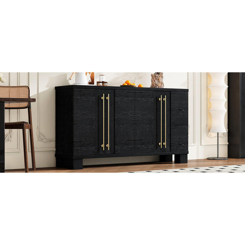 Buffet noir avec beaucoup de rangement et un superbe design polyvalent