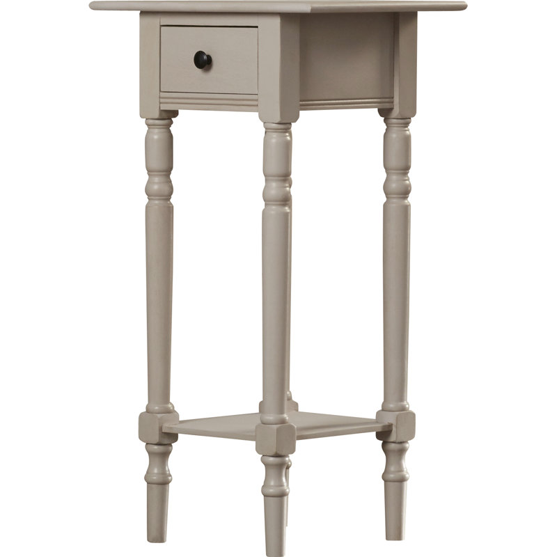 Malmesbury Solid Wood End Table with Storage, Vintage Gray